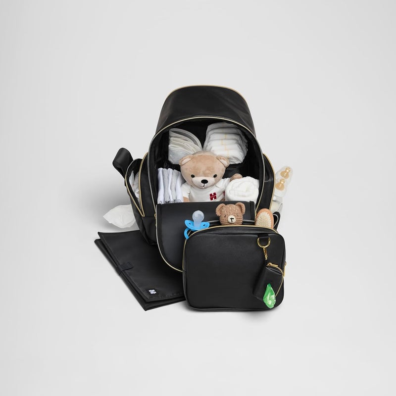 HUGGIES Unisex-adult Signature Hug Pack Diaper Backpack, Black Leather, One Size - Image 3